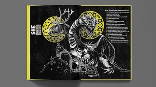 A two-page spread from Mork Borg showing the Basilisk's demands