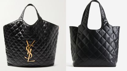 two quilted black bags side by side