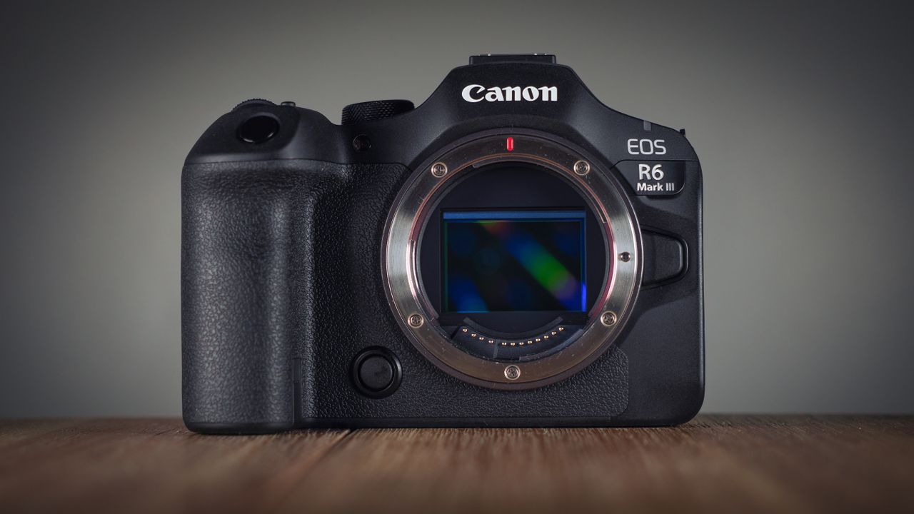 Canon EOS R6 Mark III on a wooden surface