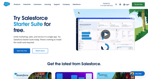 screenshot of Salesforce homepage