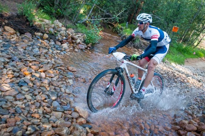 Greg Krause (Groove Subaru) takes in a stream crossing at about the 1 hour mark in the race. Krause went on to place 6th overall.