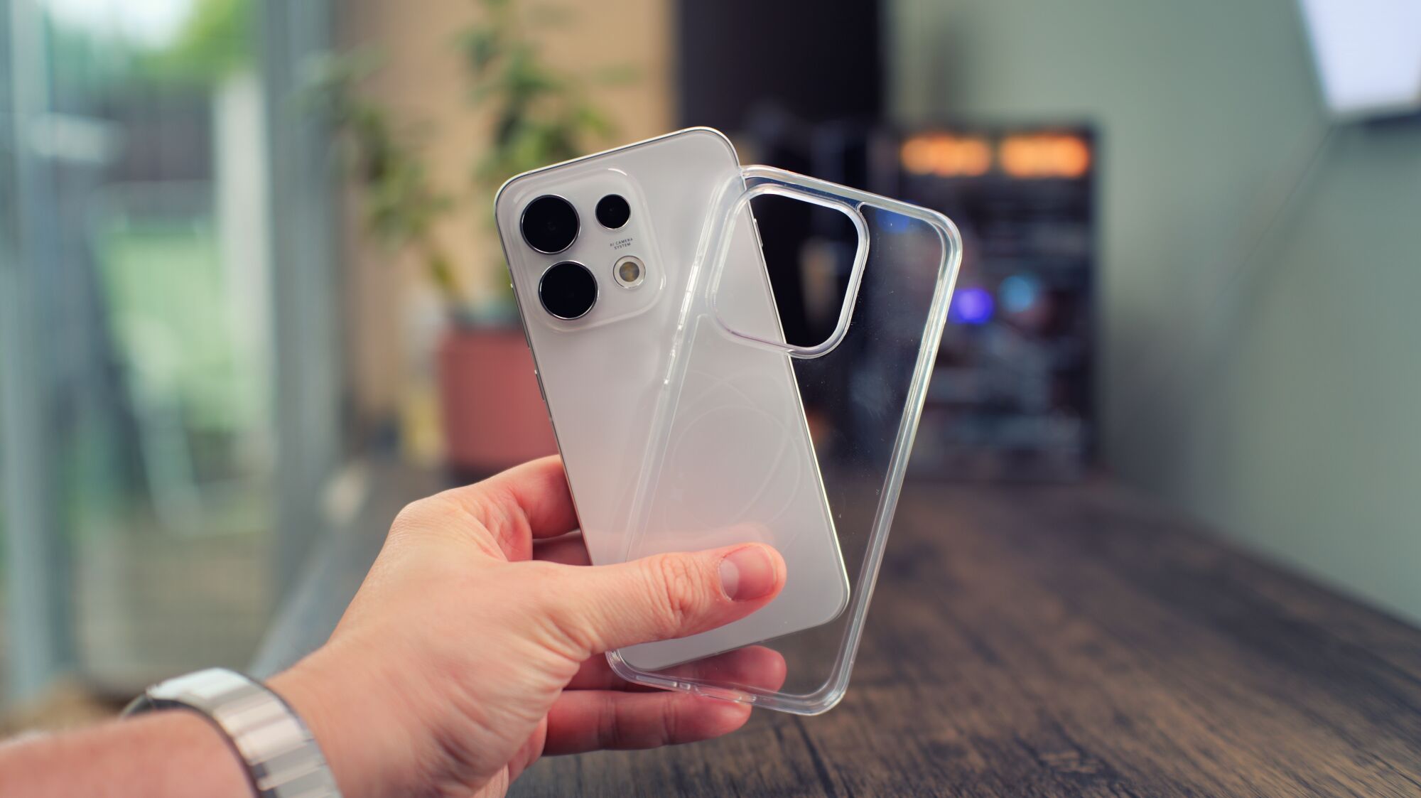 Oppo Reno 16 Pro smartphone in silver