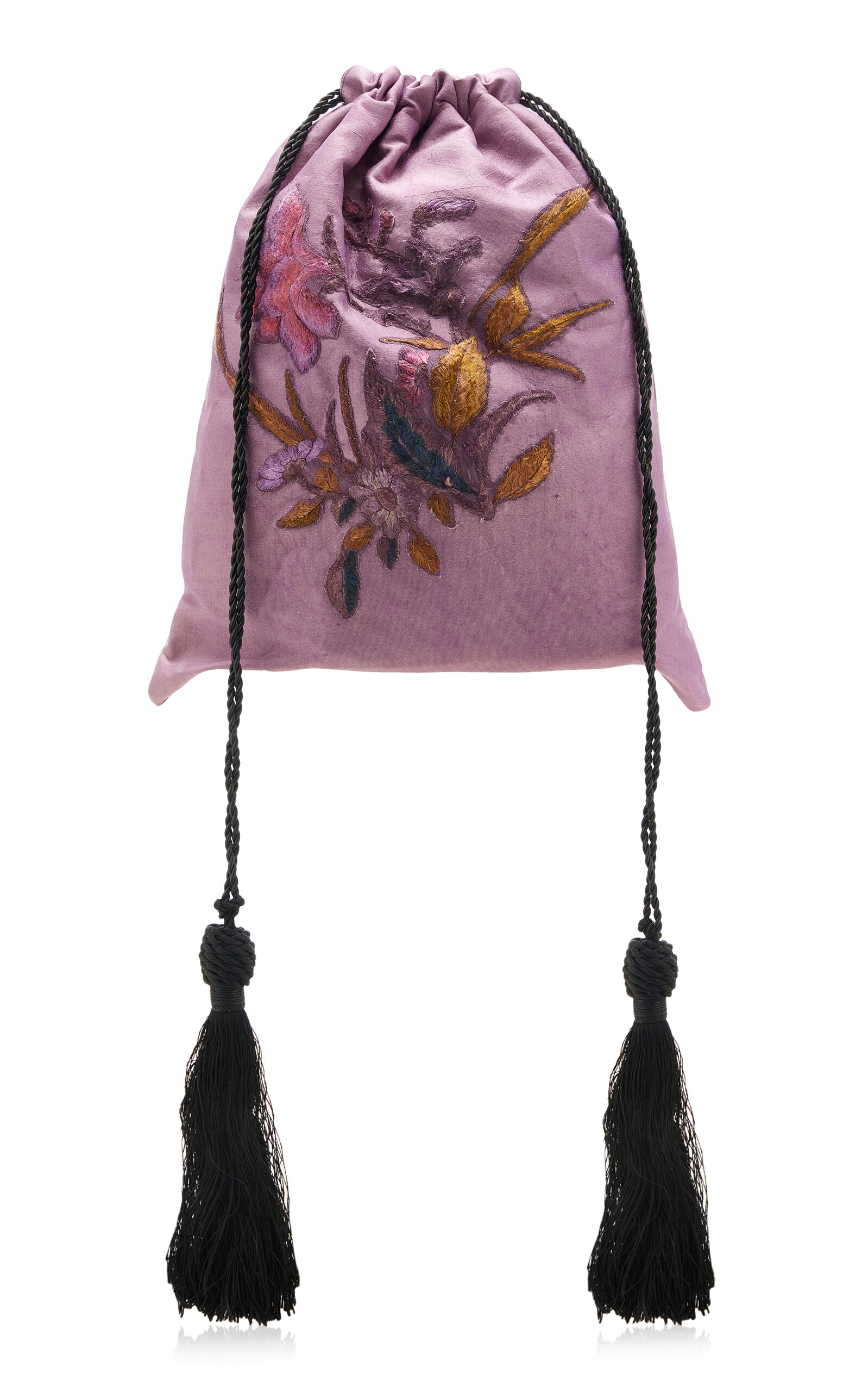 Drawstring Embroidered Silk Bag