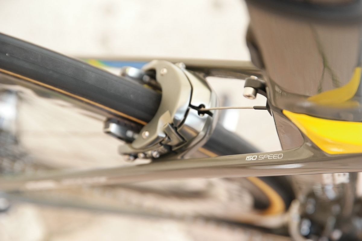 A centre-pull rear brake features on the Madone