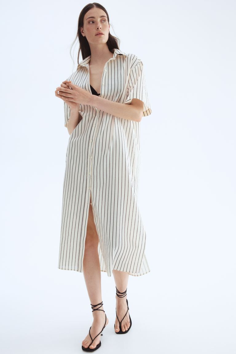 Linen-Blend Shirt Dress