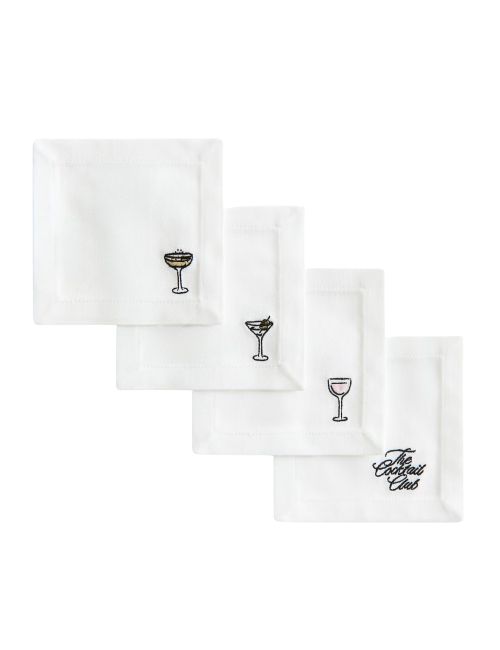 4-Pack Embroidered Cocktail Coasters