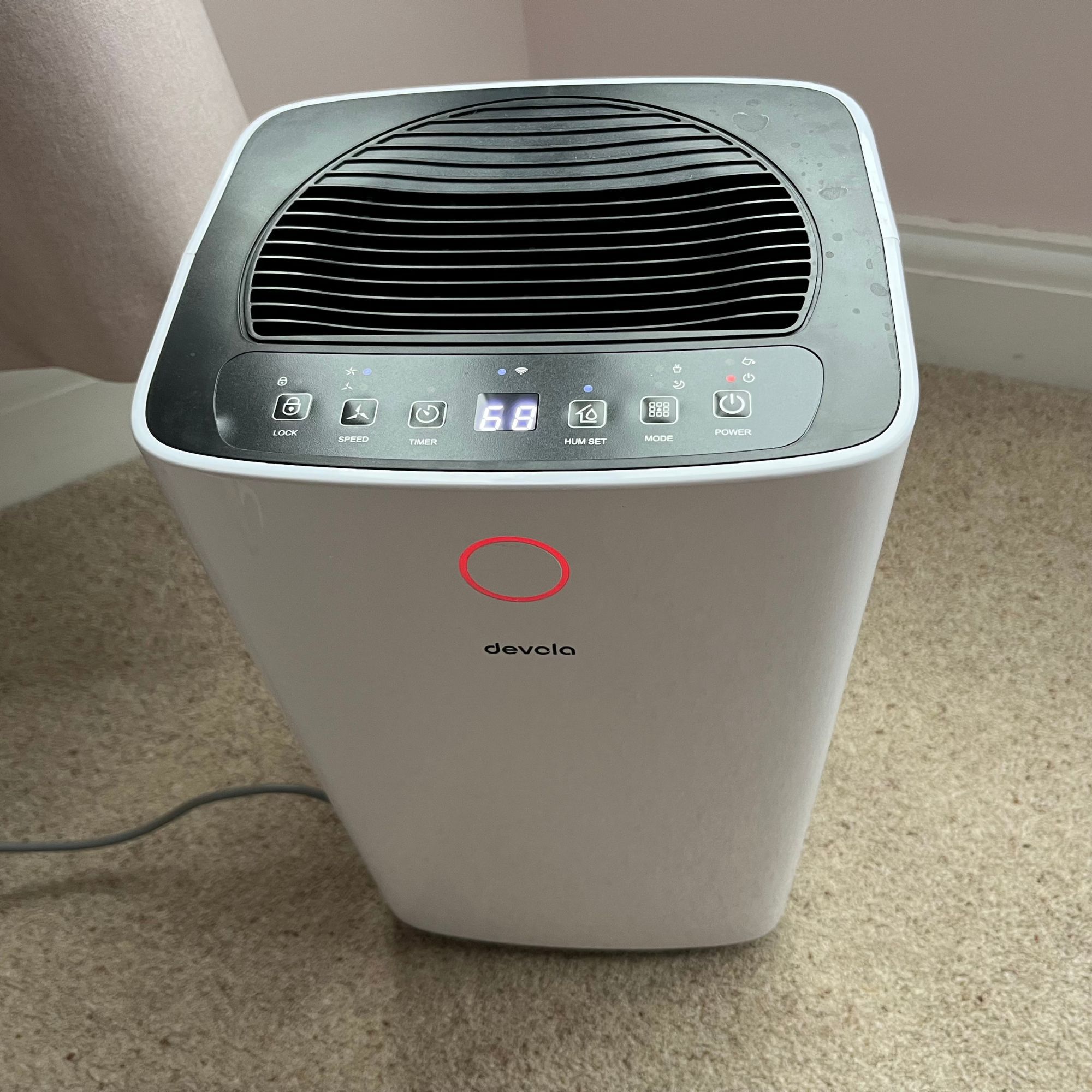 Devola 12L Compressor Dehumidifier indicator light in red