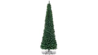 Costway 5Ft6Ft7Ft9Ft PVC Artificial Pencil Christmas Tree Slim Green