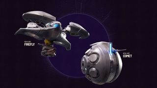 Arc Raiders Shrouded Sky bots Firefly and Arc on dark blue background