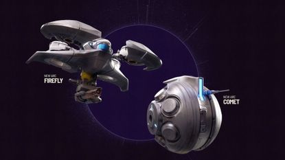 Arc Raiders Shrouded Sky bots Firefly and Arc on dark blue background