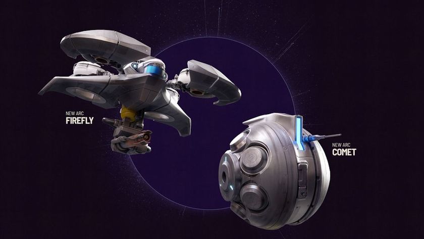 Arc Raiders Shrouded Sky bots Firefly and Arc on dark blue background