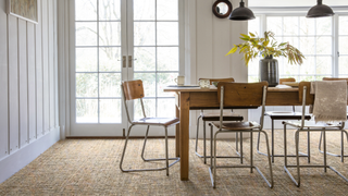 Dining room with jute style carpet