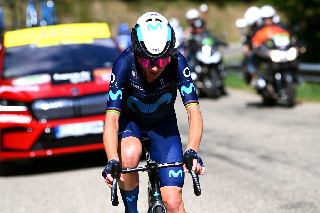 LE MARKSTEIN FRANCE JULY 30 Annemiek Van Vleuten of Netherlands and Movistar Team competes in the breakaway during the 1st Tour de France Femmes 2022 Stage 7 a 1271km stage from Slestat to Le Marksteinc TDFF UCIWWT on July 30 2022 in Le Markstein France Photo by Tim de WaeleGetty Images