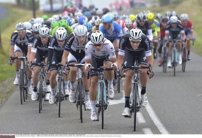 Omega Pharma-Quick Step on the front of the peloton