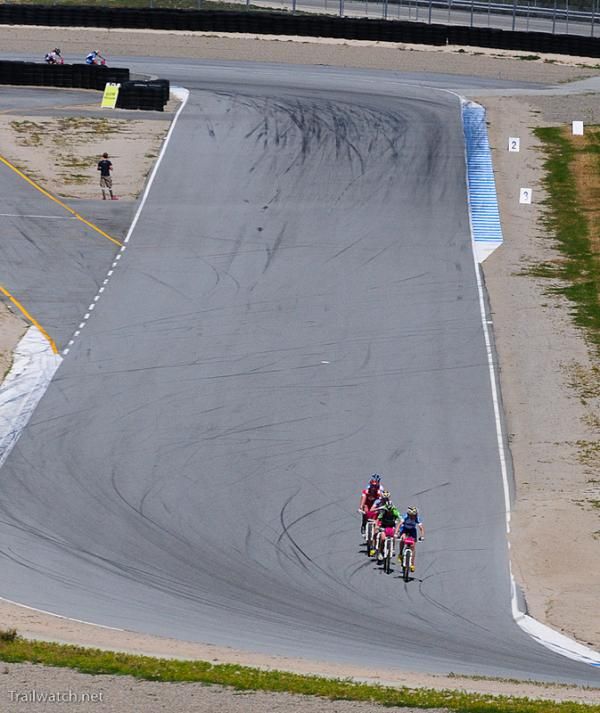 The leaders appear to be specks on the big raceway.