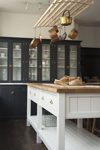 kitchen storage ideas with ceiling rack by deVOL