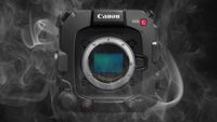 The Canon EOS C400, veiled in a layer of smoke, against a black background