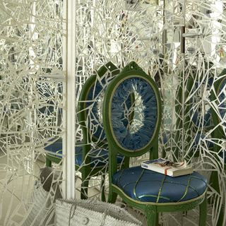 smashed glass with chair