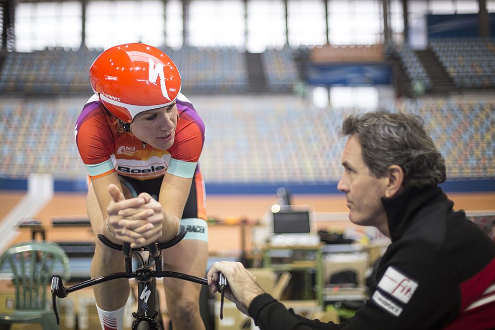 Ellen van Dijk (Boels Dolmans) does some training on the track (bikes and clothing are 2015 Boels Dolmans team issued)