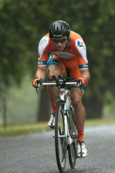Steele Von Hoff (Genesys Wealth Advisers) from Victoria leaves Learmonth on his 38.2 kilometre ride against the clock.