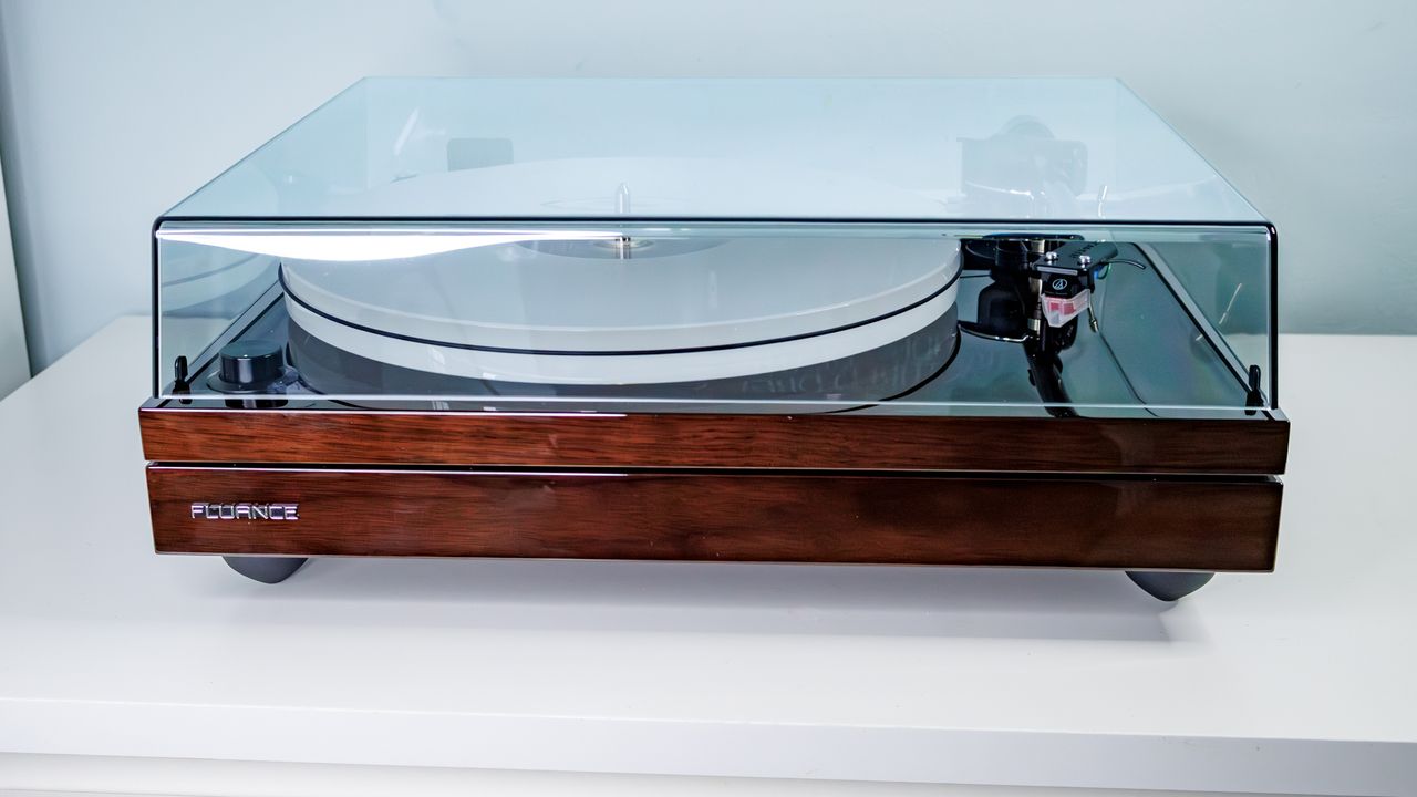 Fluance RT87 turntable on a white table