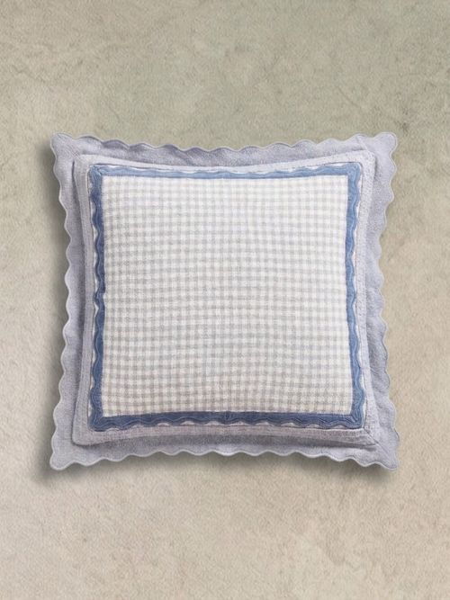 Gingham Scallop Accent Pillow