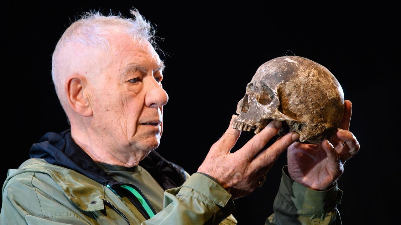 Ian McKellen performing in Hamlet at the Theatre Royal in Windsor in 2021 