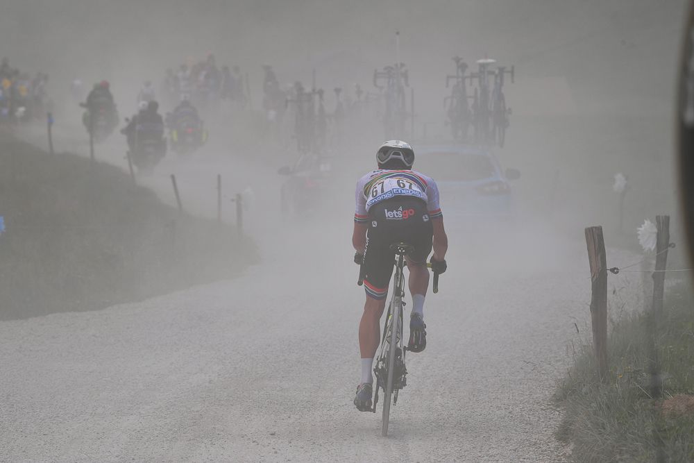 Daryl Impey (Mitchelton-Scott) is caught in the caravan during stage 10 at the Tour de France