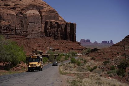A school bus in the Navajo Nation.