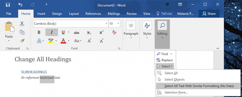 selecting multiple images in word