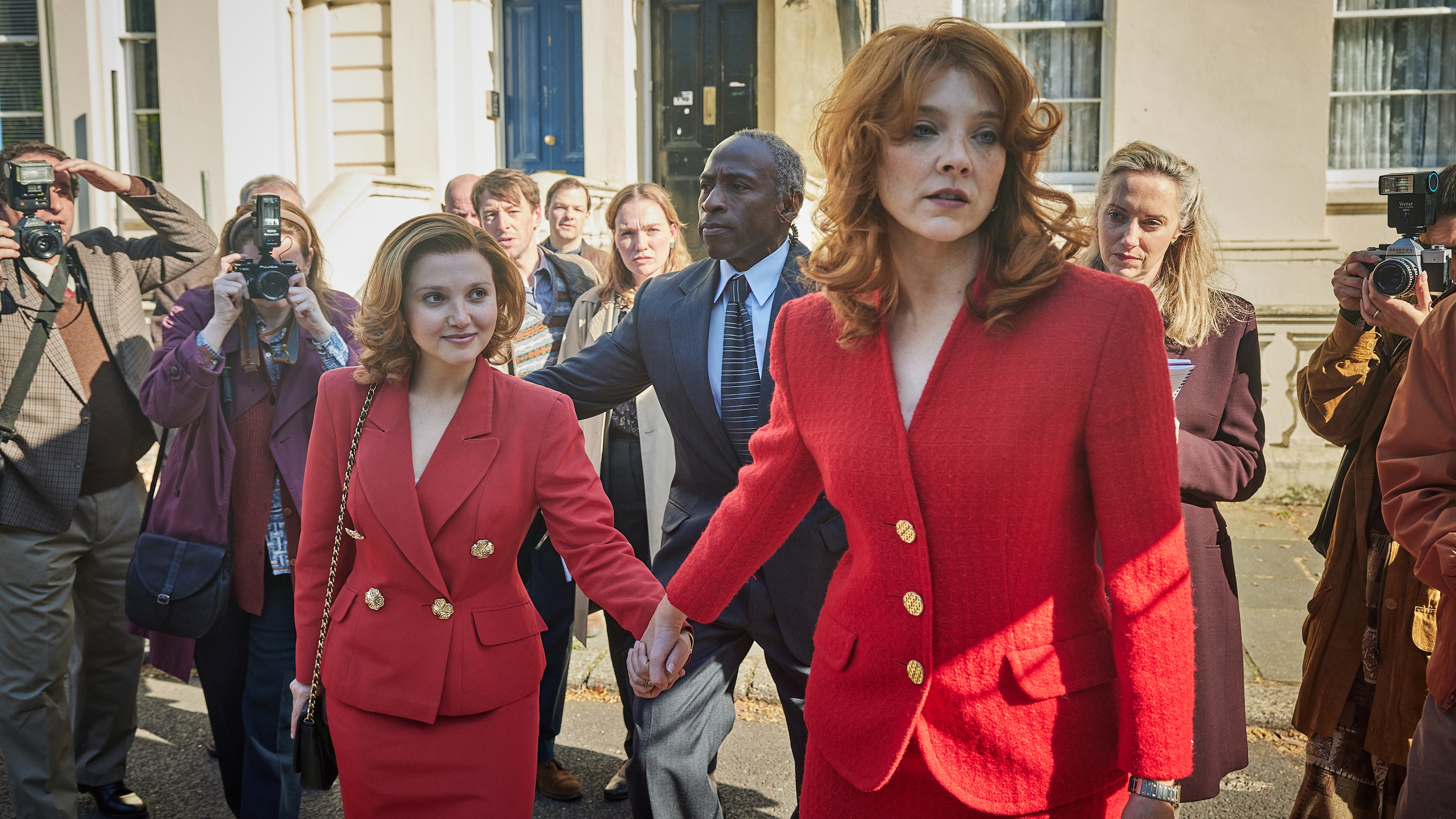 Mia McKenna-Bruce as Jane Andrews and Natalie Dormer as Sarah Ferguson in The Lady