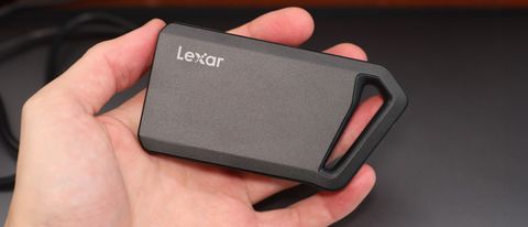 Lexar Professional SL600 SSD held in a hand