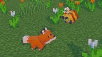 Baby fox and baby bee in Minecraft