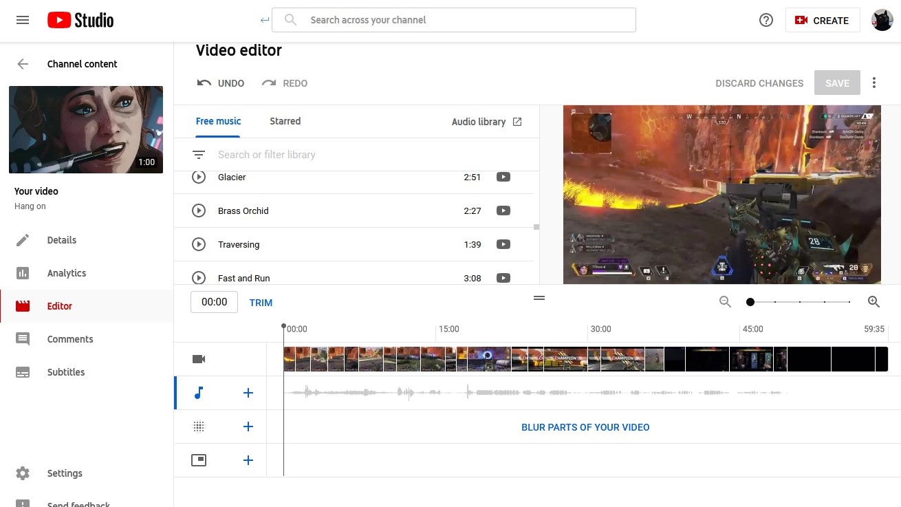 How to edit videos on YouTube - add music step 2: Click 