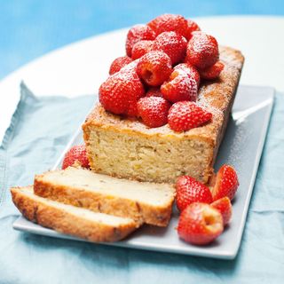Lime Courgette Loaf Cake with Strawberry Salad