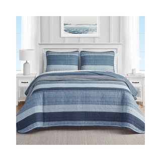 Multi-tone blue quilted bedding sets