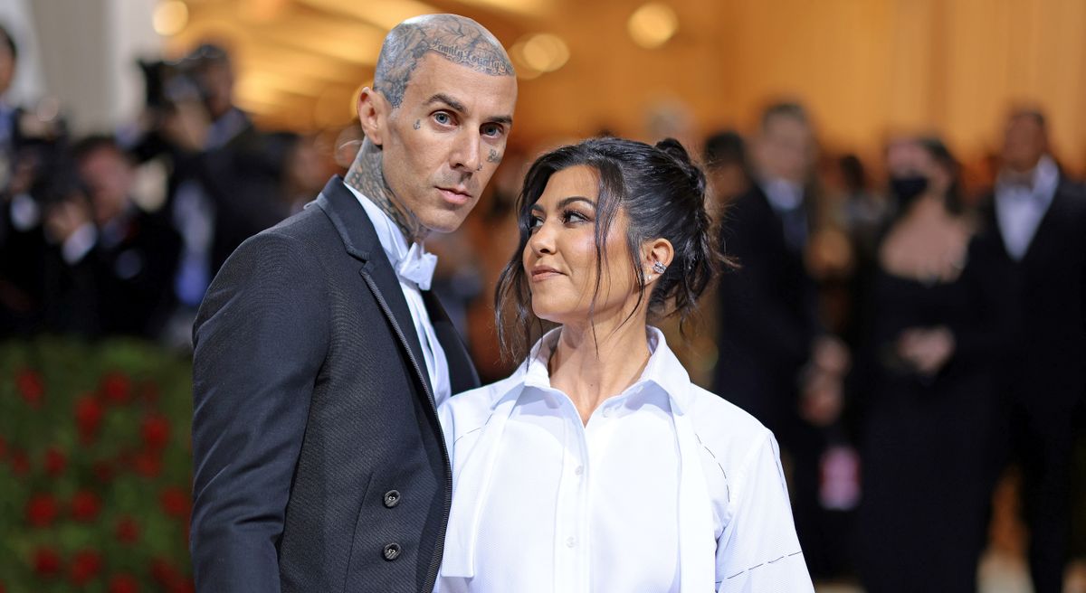 Travis Barker and Kourtney Kardashian attend The 2022 Met Gala Celebrating &quot;In America: An Anthology of Fashion&quot; at The Metropolitan Museum of Art on May 02, 2022 in New York City. Kourtney Kardashian kids react to Travis Barker proposal