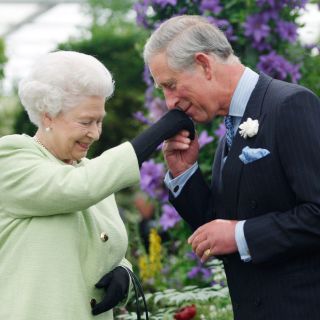 Prince Charles kisses the hand of his mother, Queen Elizabeth. Sang Tan / WPA Pool for Getty Images