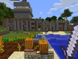 The Minecraft logo in game