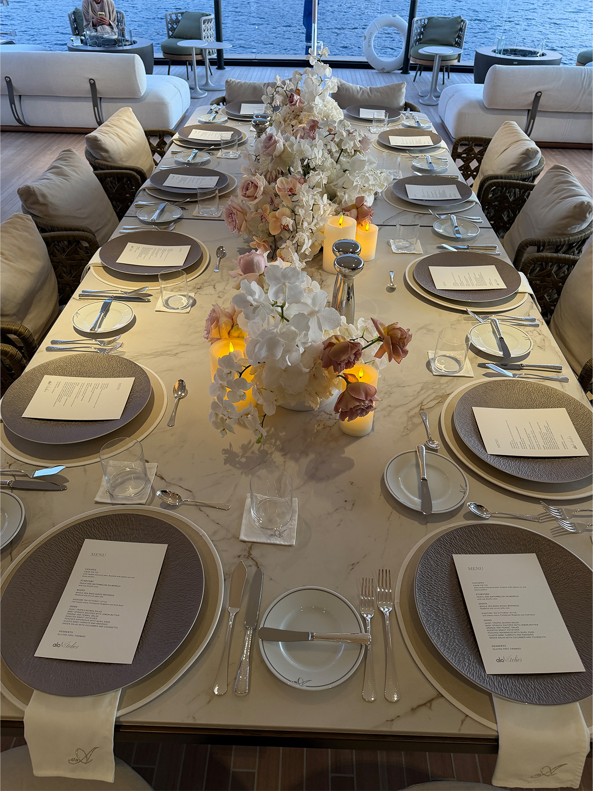 Dinner on the Alo yacht deck on the final night of the trip.