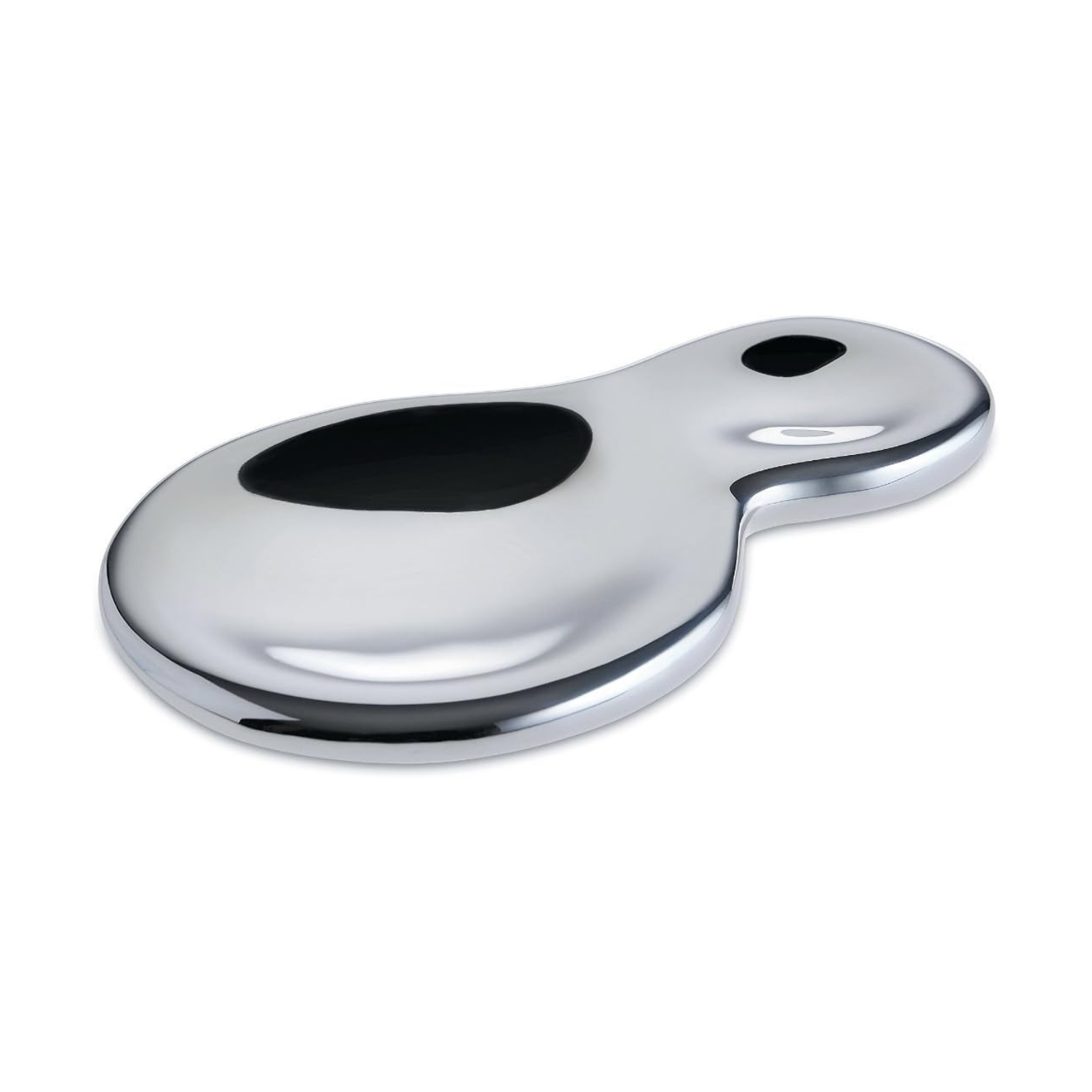 A chrome spoon rest from Alessi
