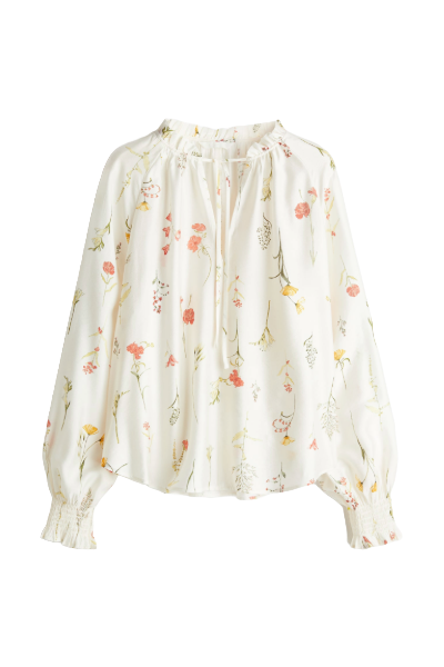 H&M, Oversized Tie-Neck Blouse 