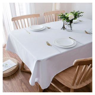 A white cotton tablecloth