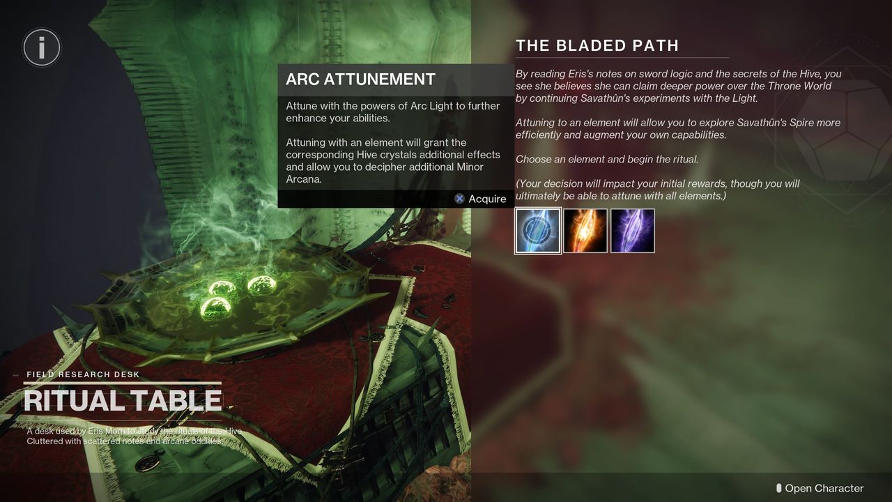 Destiny 2 Metamorphosis Attunement - Choosing element
