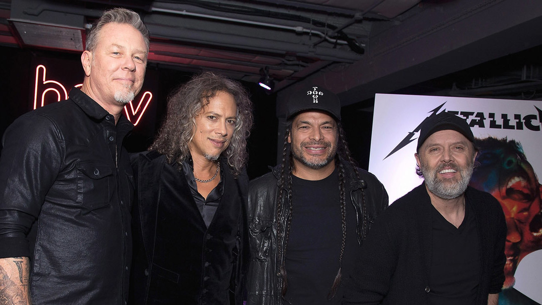 A picture of Metallica in London to promote new album Hardwired... To Self-Destruct