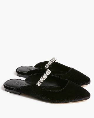 Velvet Rhinestone Mules