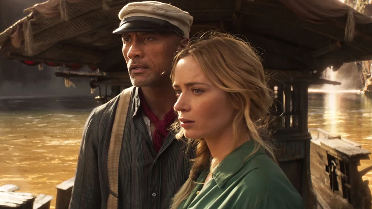 The Rock and Emily Blunt in Jungle Cruise