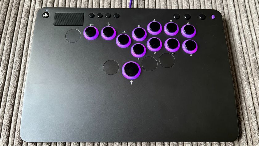 A top-down image of the Victrix Pro KO leverless fight stick