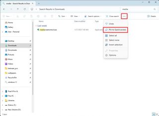 File Explorer save search in Quick access