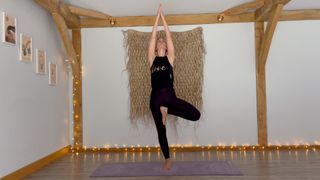 Tree pose demonstrated by yoga teacher Michelle Maslin-Taylor